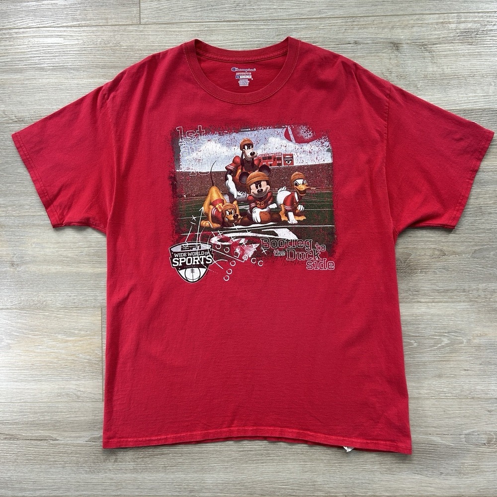 Champion  Disney ESPN Wide World of Sports Adult‎ XL Red Football Character Tee